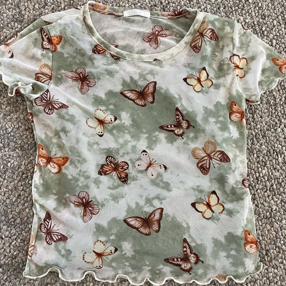 Butterfly mesh top with built in tank top